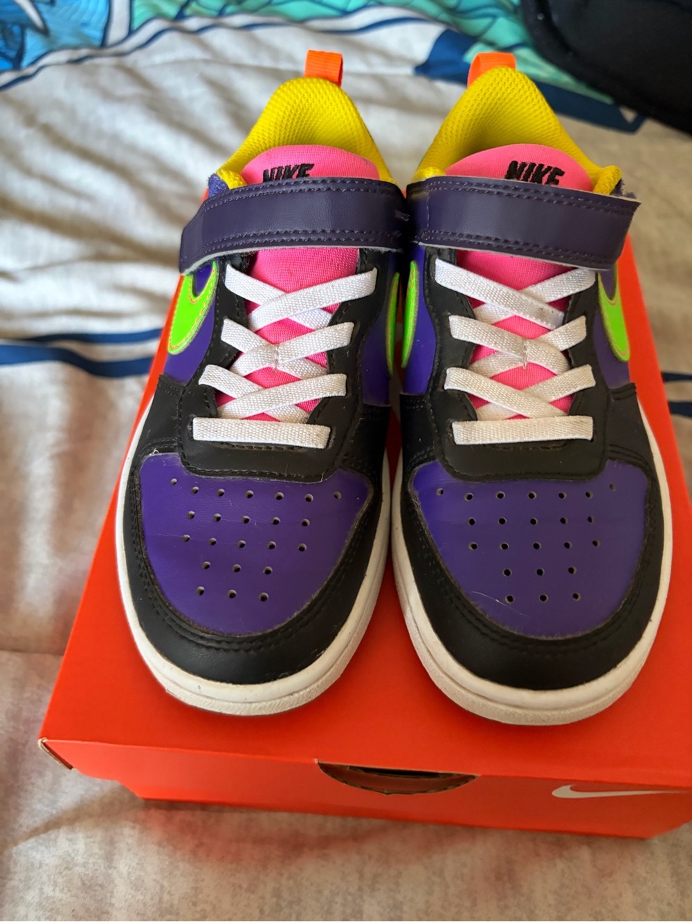 Nike Kids Low-Top Sneakers in Purple, Pink, Neon Green and Yellow